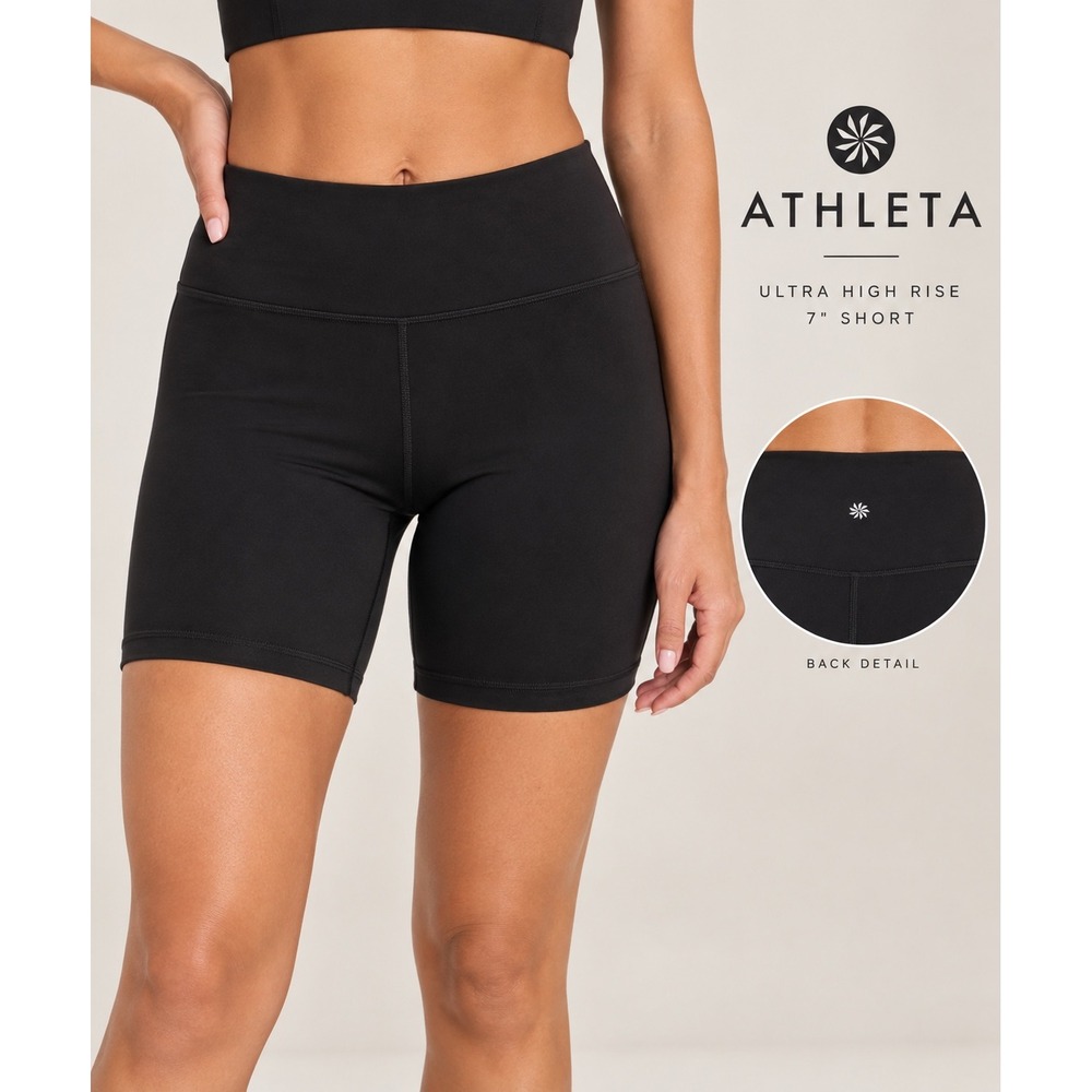 Athleta Ultra High Rise Elation 7" Short Black XL Yoga Workout Biker Shorts